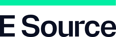 The words E Source in bold black letters with a thick teal-green bar above the text on a light gray background.