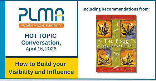 PLMA event promo featuring The Four Agreements book, titled How to Build your Visibility and Influence, dated April 16, 2026.