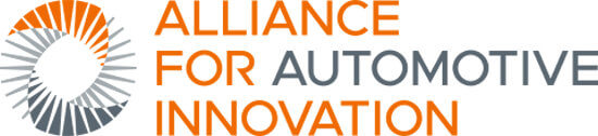 Alliance for Automotive Innovation logo with circular graphic and orange and gray text on a white background.