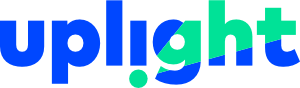 Uplight logo with blue and green text on a light gray background.