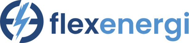 Flexenergi logo with a blue lightning bolt inside a circle, followed by the text flexenergi in gradient blue letters.