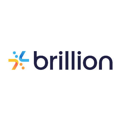 Brillion company logo featuring the word brillion next to a stylized star icon made of colorful, overlapping shapes.